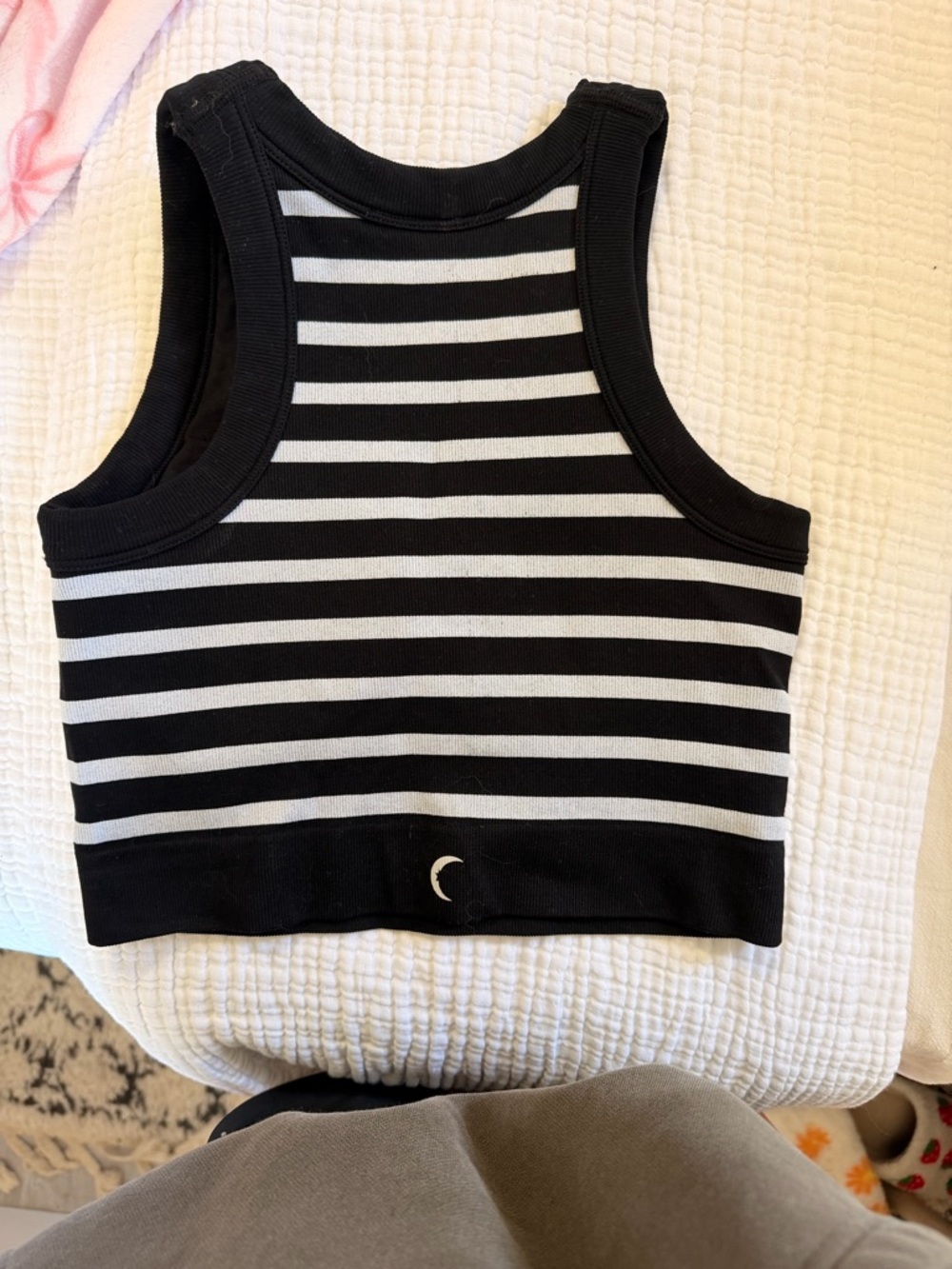 ZYIA Black & White Striped Cropped Tank
